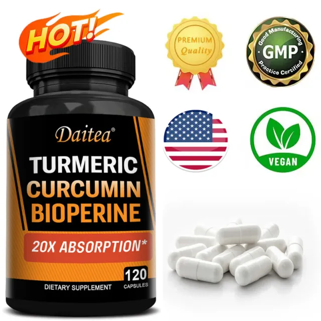 Turmeric Curcumin Highest Potency 95% 2500mg with BioPerine Black Pepper Extract