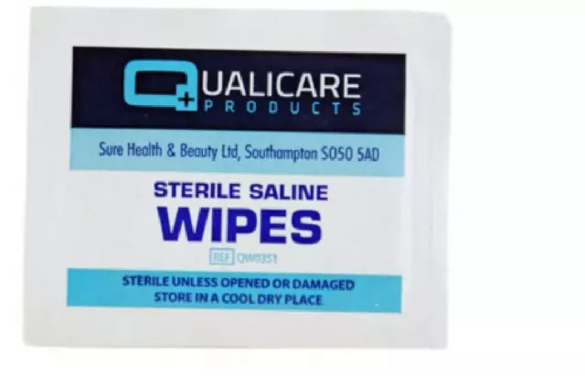 Qualicare Sterile Saline Skin Safe Wound Cleaning First Aid Wet Wipes
