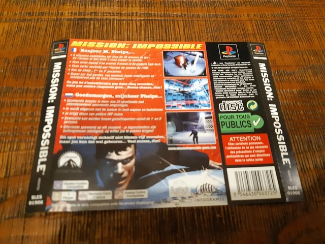 Jaquette Avant De Jeu Mission Impossible Pour Sony PS1 – 100% Originale – Cover Only