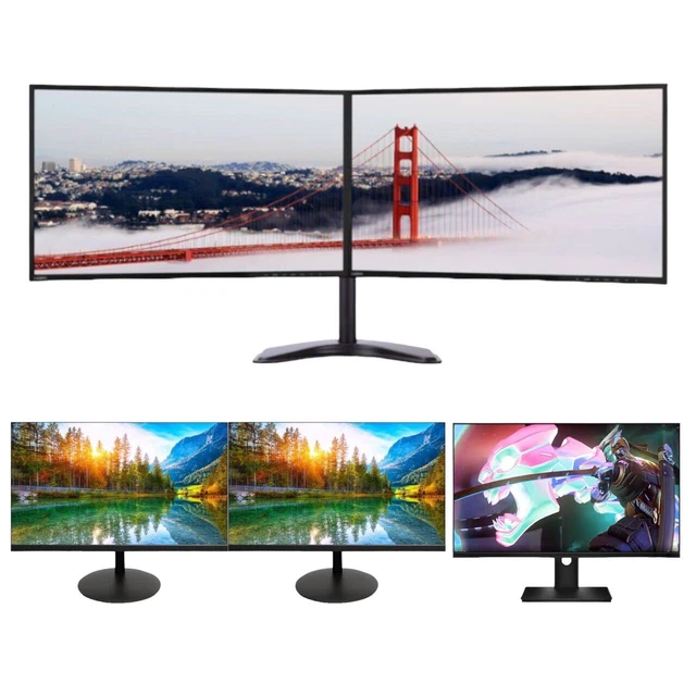 Dual 2x 24" MAJOR BRAND FHD LCD Widescreen Slim Monitor 1080p Business Game Work