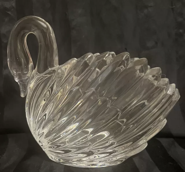 VTG. Swan Candy Dish Gloria Vanderbilt 24% Lead Crystal Glass Vase W. Germany