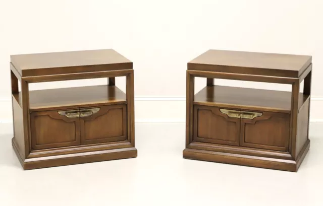 FANCHER 1960's Walnut Neoclassical Nightstands - Pair