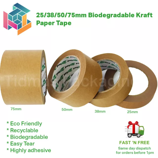 25 mm 38 mm 50 mm 75 mm Öko Kraft Papier Bildrahmen Trägerband selbstklebend