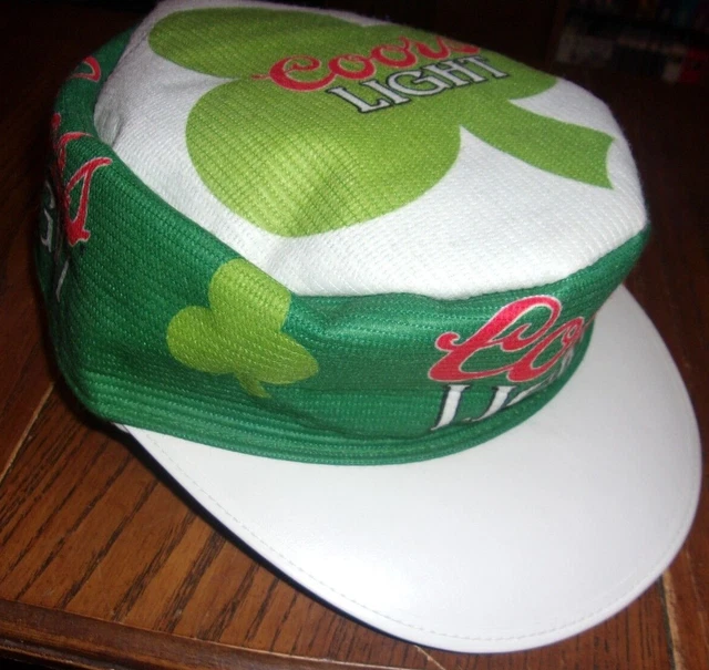 Vintage COORS LIGHT SHAMROCK PAINTER'S  Hat Cap 1970s 1980s ? Green White