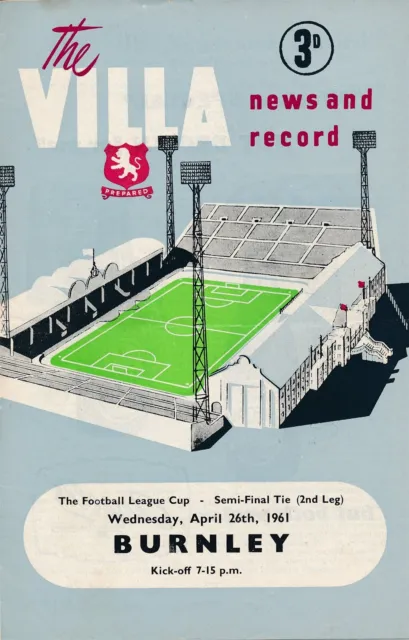 LEAGUE CUP SEMI FINAL 1960/1961 Aston Villa v Burnley