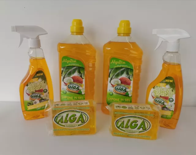 Alga sapone ecologico biodegradabile per bucato a mano e lavatrice  pavimenti 6pz