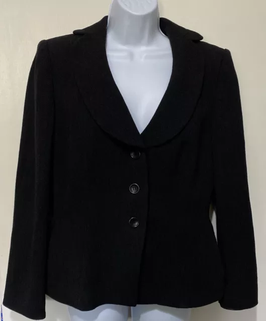 Armani Collezioni Women’s Black & Gray Virgin Wool Blazer Jacket - Size 10