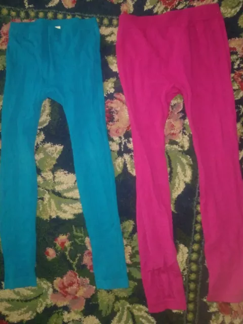 Girls size 7-16 Faded Glory pink and blue layering leggings set solid colors