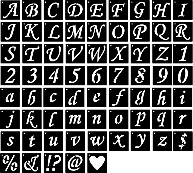 REUSABLE 4& ALPHABET Letter Stencils 68-Pcs Plastic Stencil Kit for