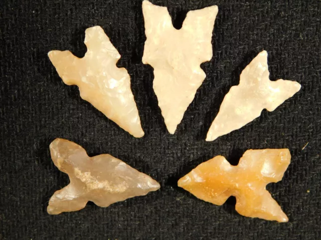 Lot of FIVE Nice! Triple Notch Ancient North African Tidikelt Arrowhead s 5.68 2