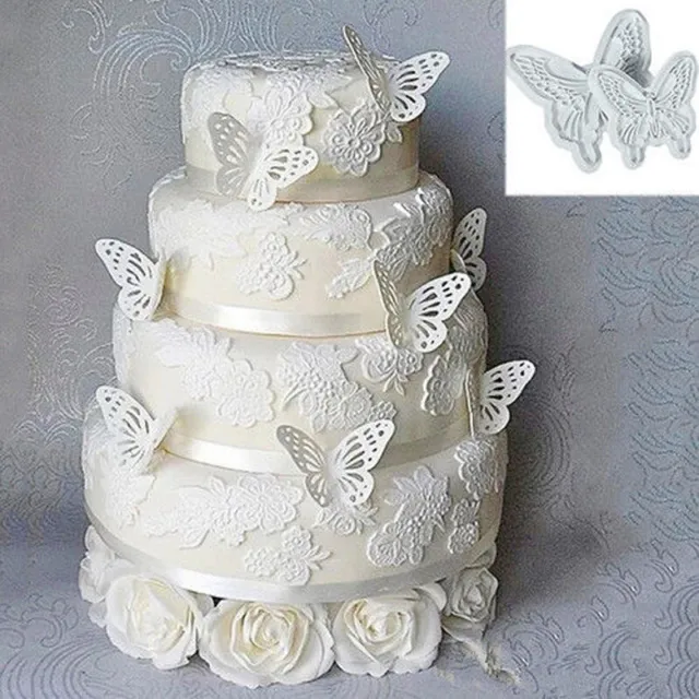 2pcs DIY Butterfly Cutters Mold Cake Fondant Sugarcraft Cookie Decorating Tool