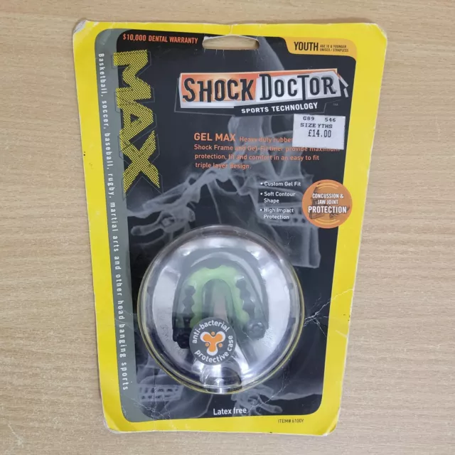 Shock Doctor Gel Max Strapless Mouth Guard Gum Shield Fit Youth 10 And Under