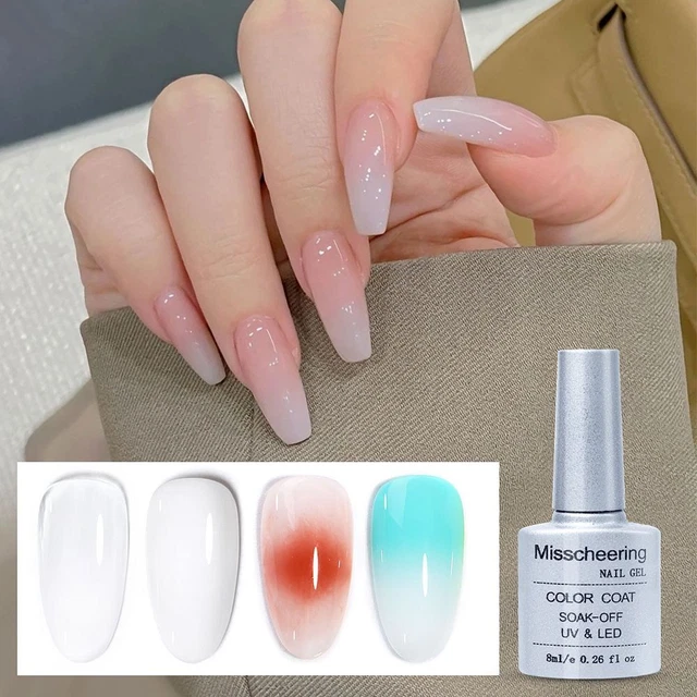 8ML Nuevo Hágalo usted mismo Remojo Leche Bloom Proteína Uñas Gel 3D Pendiente Blanco Claro