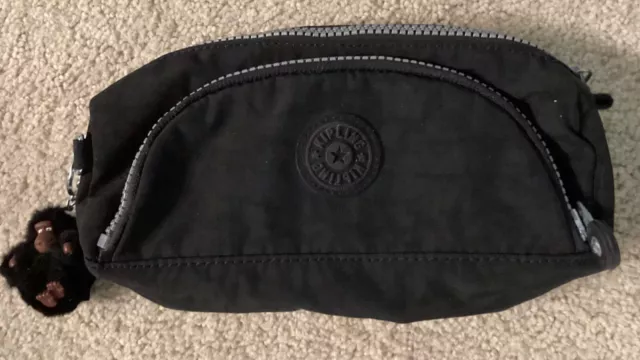 Kipling Pencil/Makeup Case 2 Zip BlackTurquoise Nylon