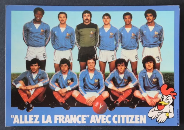 Carte postale Football 1982 Equipe de France avec Citizen PostCard