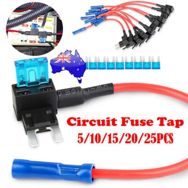 5 Pack 12V Car Add-a-Circuit Fuse Tap Adapters – With 15 Amp Standard Blade Fuses – Unbranded