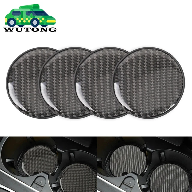 4x Black Carbon Fiber Cup Holder Pad Water Cup Slot Non-Slip Mat Car Accessories 4x Black Carbon Fiber Cup Holder Pad Water Cup Slot Non-Slip Mat Car Accessories