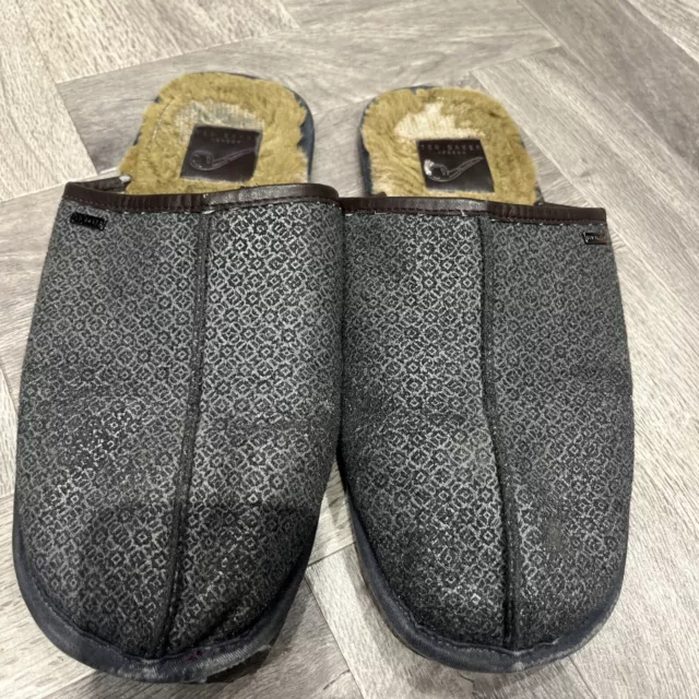 TED BAKER SIMMONN Felt Mulet Slip On Grey Wool Mens Slippers