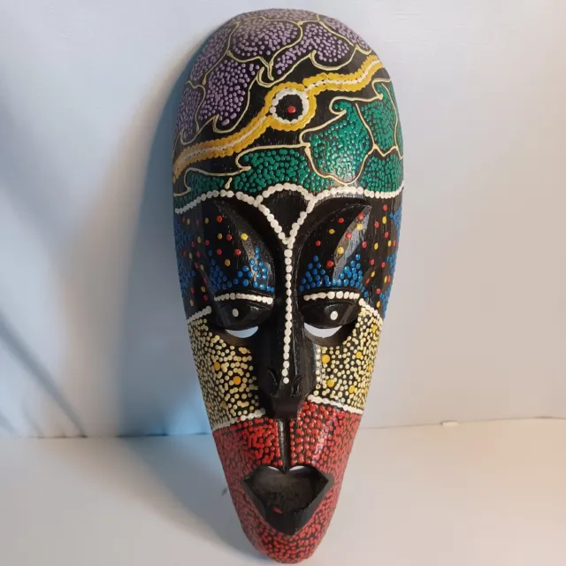 Hand Carved Wood Painted Mask Wall Decor Islas Canarias With Tag African Vibe