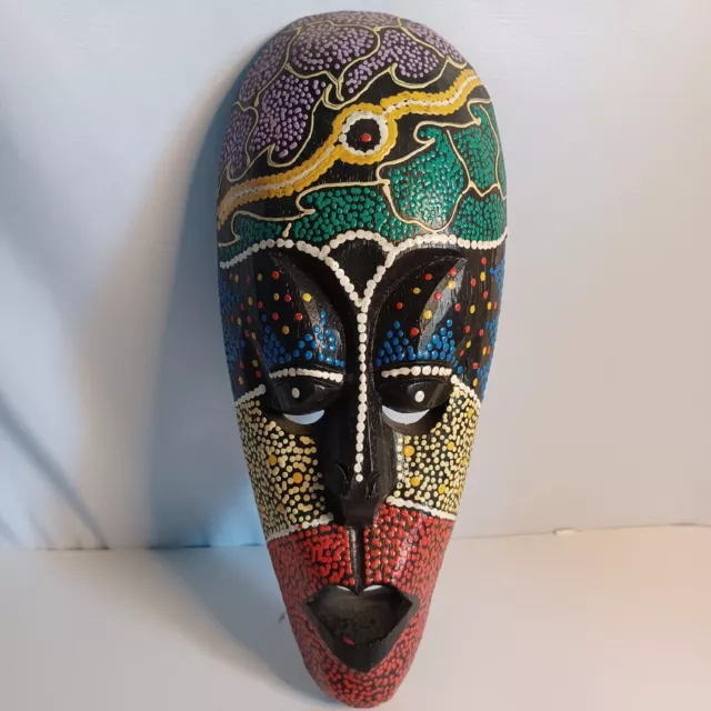 Hand Carved Wood Painted Mask Wall Decor Islas Canarias With Tag African Vibe