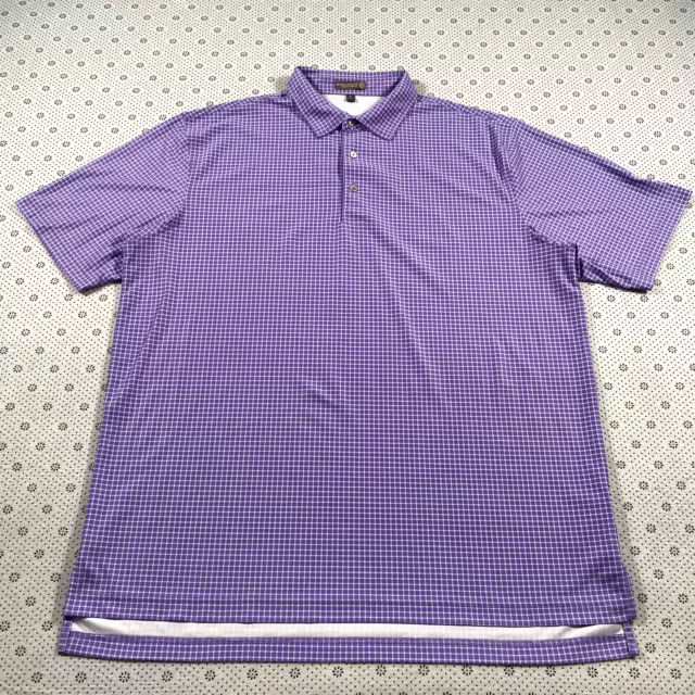 Peter Millar Summer Comfort Mens Size XL Golf Polo Shirt Purple Check Pattern