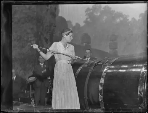 Aviatrix Fraulein Elli Beinhorn drawing a ticket from the lott - 1930s Old Photo