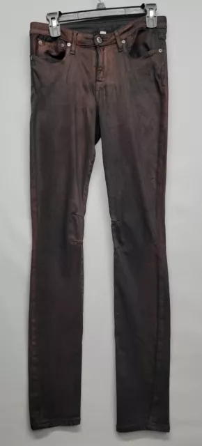 HELMUT LANG Women’s Black/Red Cotton Blend Skinny Stretch Jeans Size 27 (30x32)