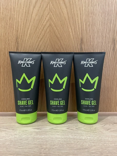 3 x King of Shaves Raffreddante Aloe + Tea Tree Gel 175 ml CONFEZIONE NUOVA