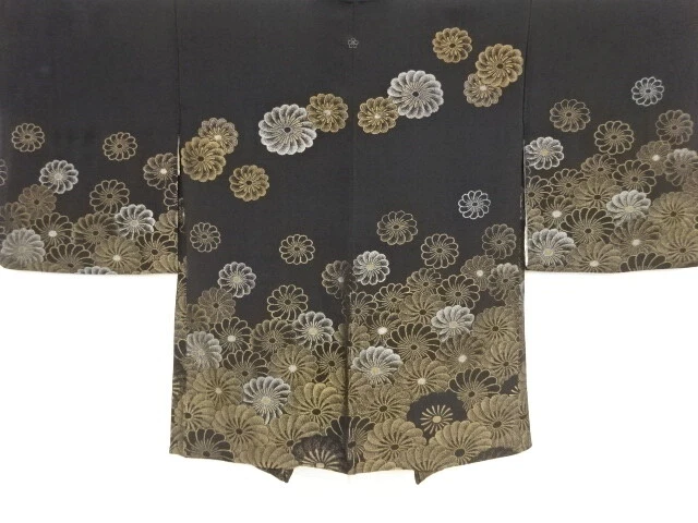 98318# Japanese Kimono / Antique Haori / Woven Nejiri-Flower