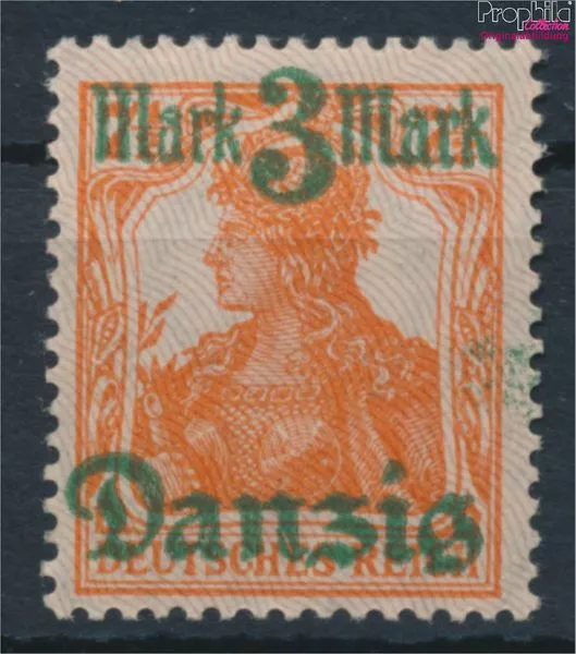 Briefmarken Danzig 1920 Mi 44II, Unterdruckspitzen nach unten mit Falz (10221931