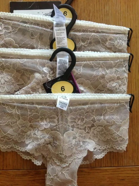 EX M&S WHITE Body Lace Midi Knickers - Size 6 to 14