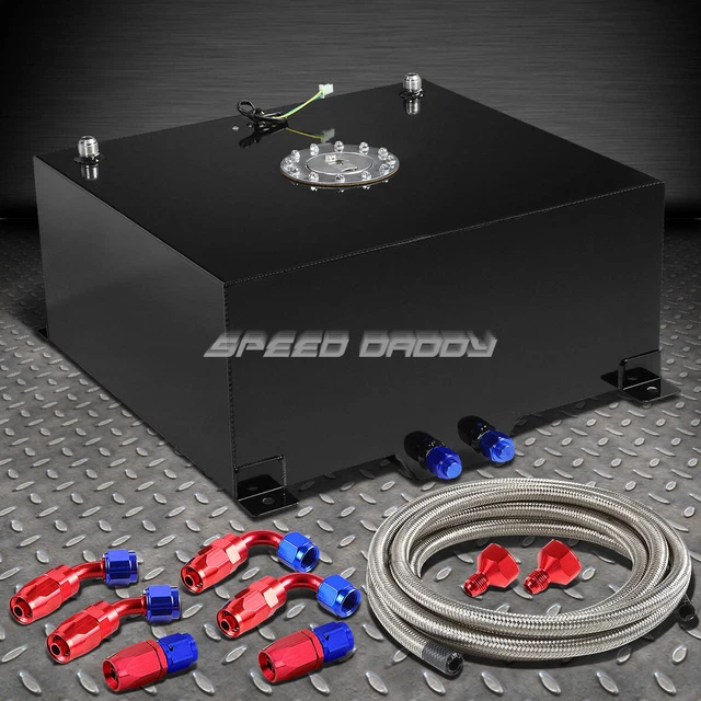 15 GALLON/57L BLACK Aluminum Fuel Cell Gas Tank+Level Sender+Steel Fuel