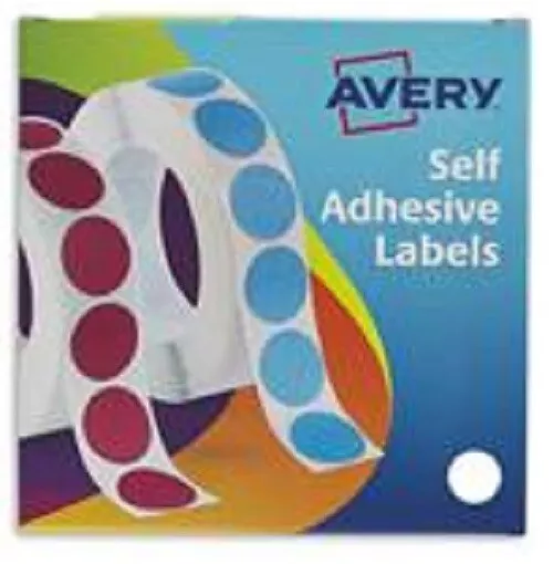 Avery Labels in Dispenser Round 24-404 19mm Diameter White (Pack 1400 Labels
