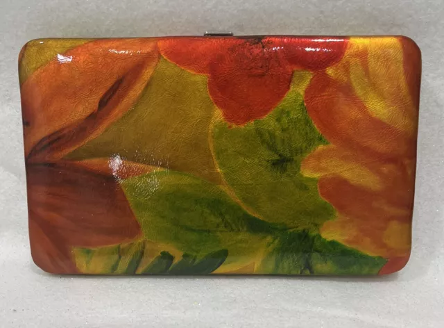 NWT LODIS Paradise Multi-Color Patent Leather Framed Clutch Wallet