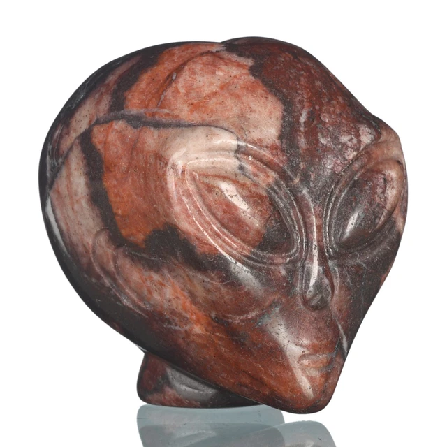 Imagen de jaspe natural de América de 1,57" tallada a mano curación de cráneo alienígena #36E71
