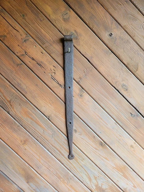 19c Antique Hand Wrought Forged Iron Barn Door Strap Hinges 26"