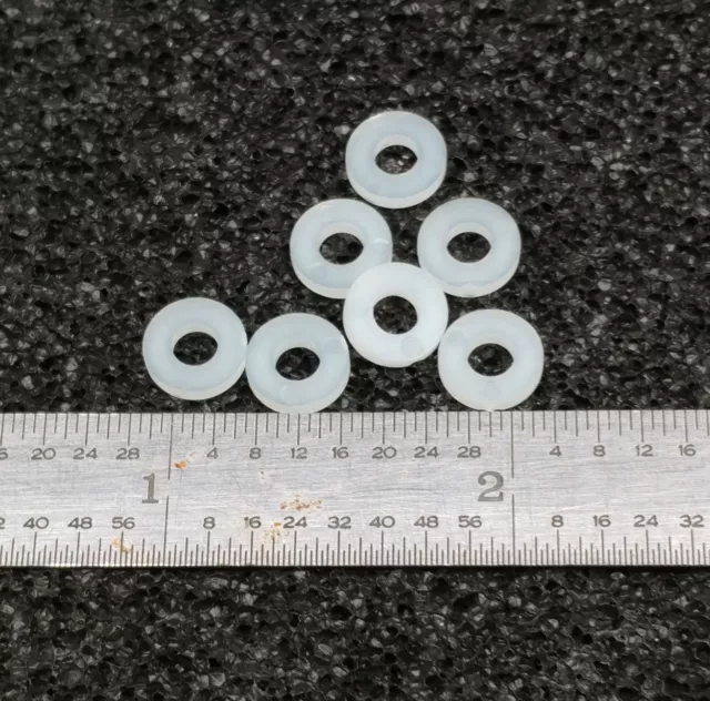 PLAIN FLAT WASHERS  #6 HOLE X 5/16" OD X .062" THICK NYLON  - 100 pcs