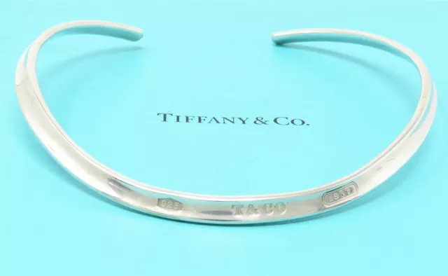 NYJEWEL Tiffany & Co. 925 Sterling Silver 6mm Wide Cuff Choker Necklace 14"
