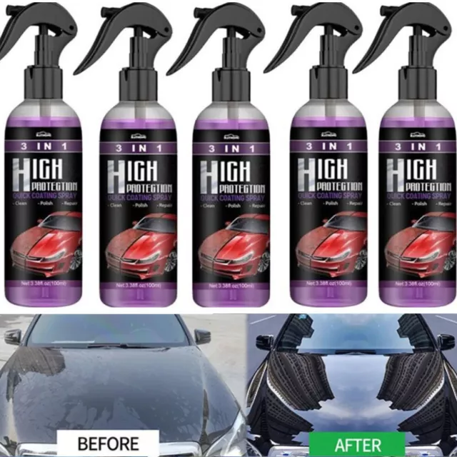 5/2Pack High Protection Quick Car Ceramic Coating Spray 3 in 1 Hydrophobic 100ml