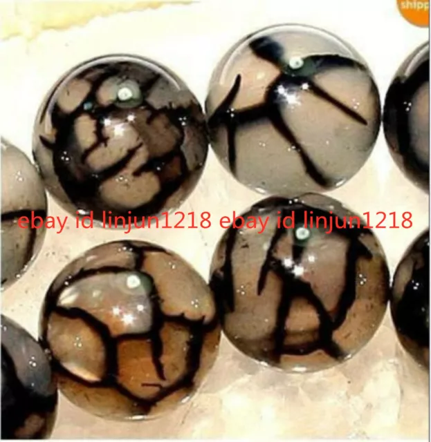 Natural 6mm Black Dragon Veins Agate Onxy Gemstone Round Loose Beads 15" Strand 3