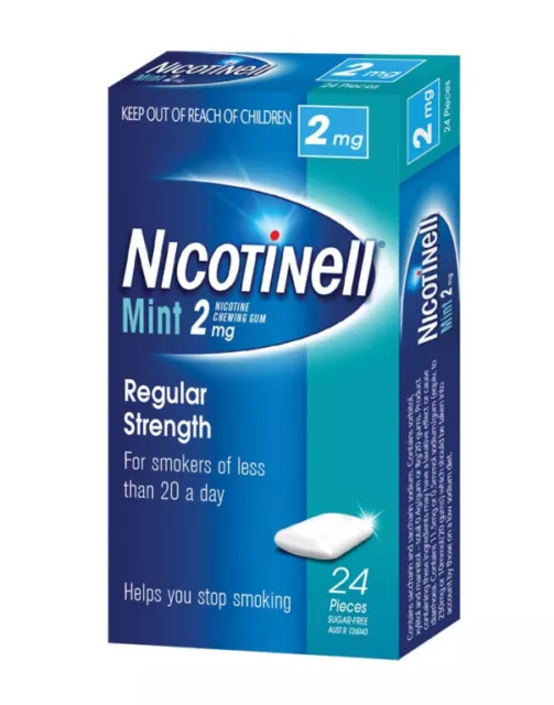 Nicotinell® Mint Flavoured Nicotine Chewing Gum Regular Strength 2mg 24 Pack