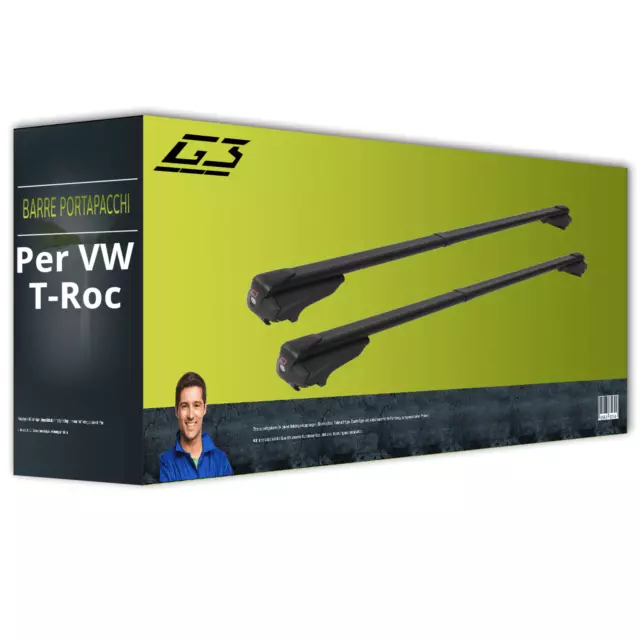 G3 Clop infinity plastica, acciaio, alluminio barre portatutto per VW T-Roc 17-