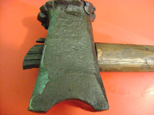 OUTIL ANCIEN Forgeron Marteau étampe (forgée)  avec manche art populaire