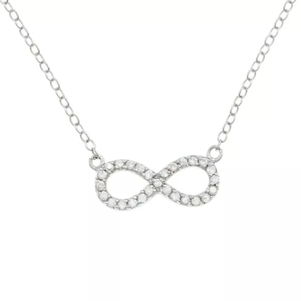 Sterling Silver Small CZ Reversible Infinity Necklace