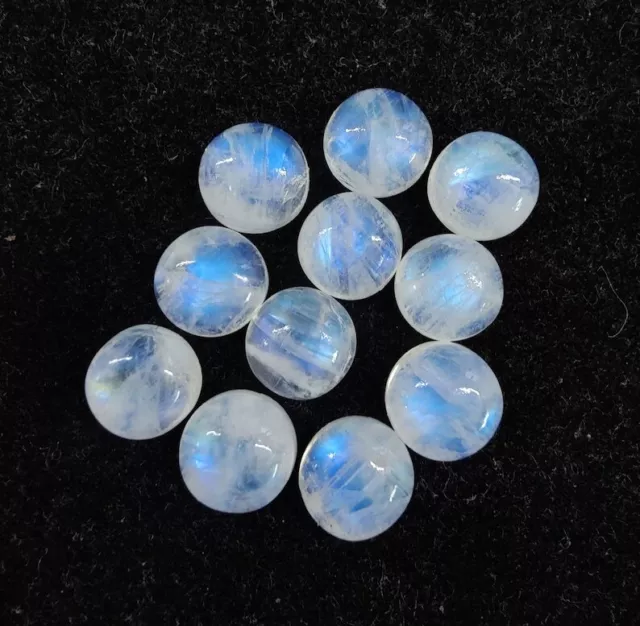 Polished Rainbow Moonstone Gemstone Round Cut Loose Jewelry making Stone Custom