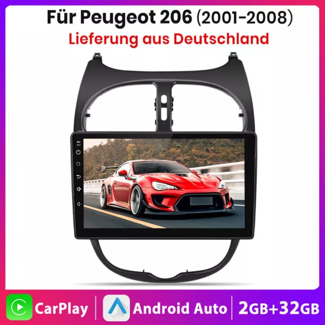 CarPlay Android 12 autoradio GPS Navi radio stéréo DAB+ pour PEUGEOT 206...