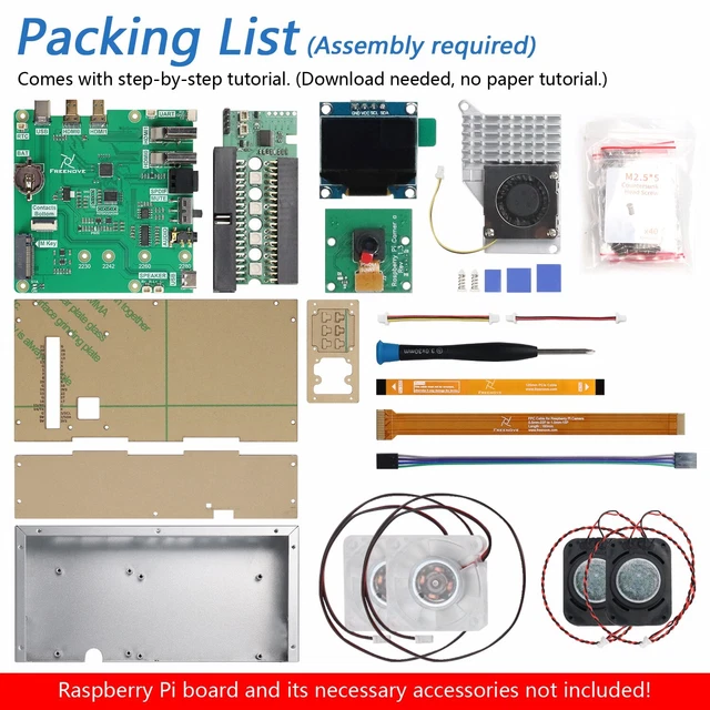 FREENOVE COMPUTER CASE Kit for Raspberry Pi 5 SSD Touchscreen Camera ...