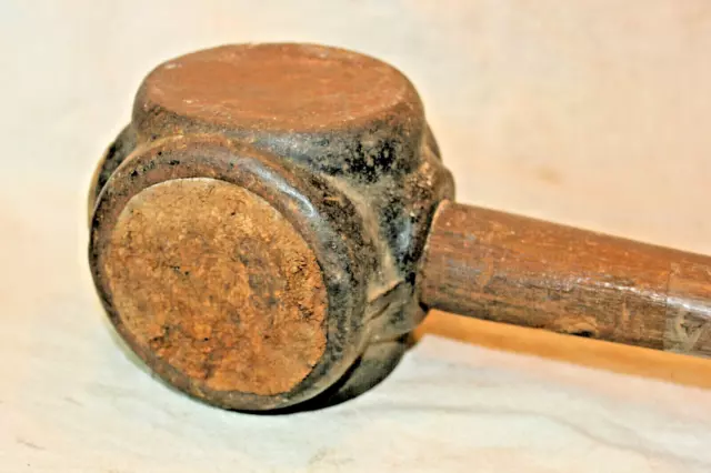 Vintage Cast Iron & Wood Circus Stake Pole Driver Maul 13 Pounds