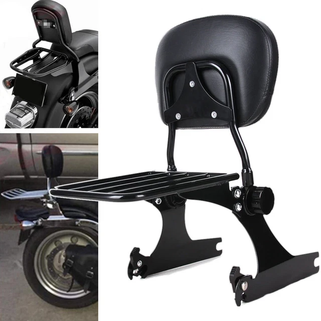 ADJUSTABLE SISSY BAR Passenger Backrest W/Luggage Rack For Harley Dyna