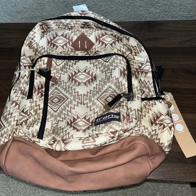 Trans Jansport Brown Tan Dakota Southwestern Aztec Backpack 15" Laptop New